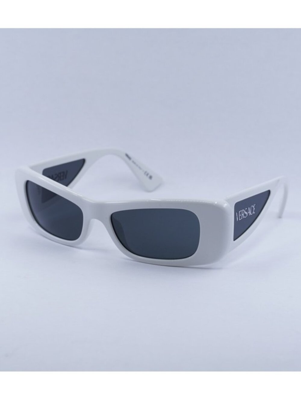 Versace VE4481 314/87 Sunglasses White Oval Frame, Dark Grey Lenses